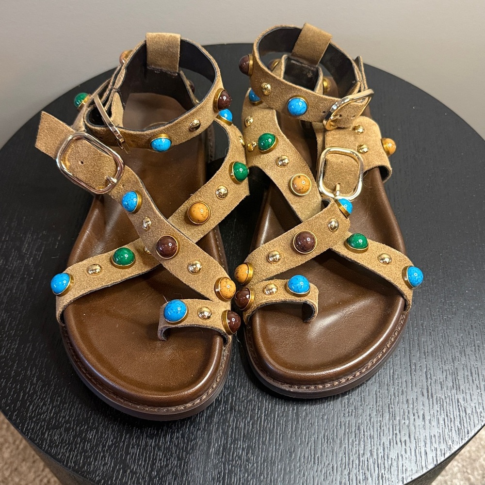 B2 “Tulum” Studded Suede Sandals – Taupe – Size 36 - Picture 3 of 9